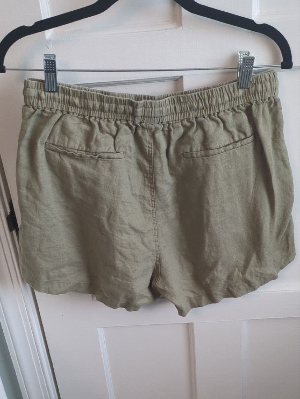 Quince Olive Drawstring Linen-Blend Shorts - Picture 3 of 5